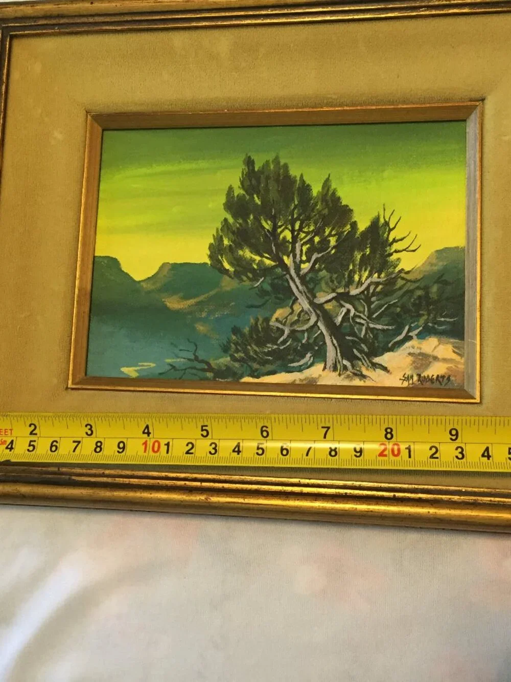 SAM A ROBERTS ORIGINAL OIL ON CANVAS TREE PAINTING 9" X 11" - Picture 6 of 6